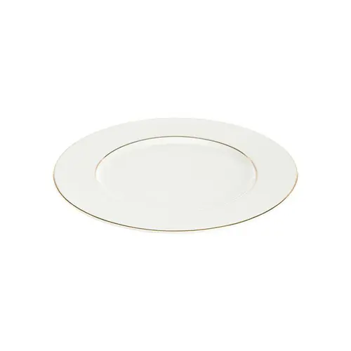Choix au jardin:Assiette à dessert en porcelaine blanche et filet or Victoria - Ø 21 cm