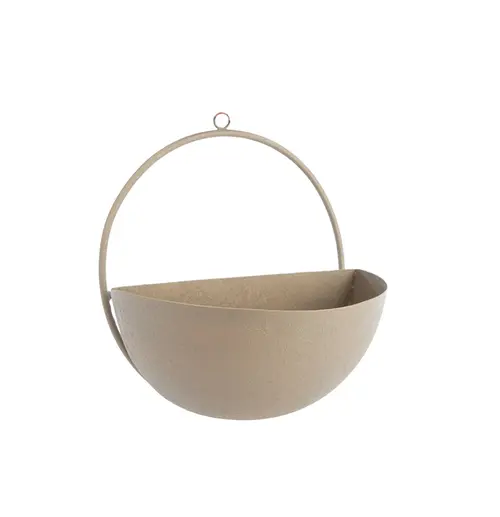 Le bon choix pour le jardin：Porte-plante mural forme demi-lune en métal coloris beige - 13,5 x 12 x 25,5 cm