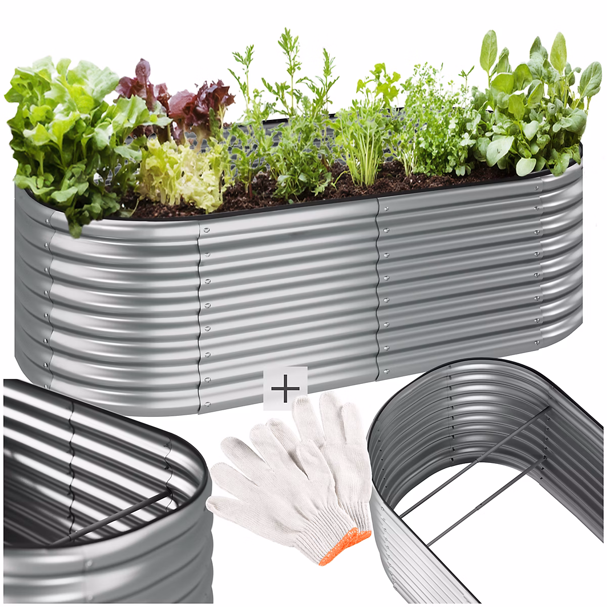 Carré potager – galvanisé, 942 litres, résistant intempéries, argent