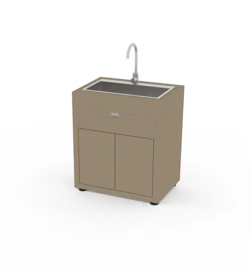 Jardin & solutions:Meuble évier intégré taupe Le Marquier - L 80 x P 55 x H 128 cm