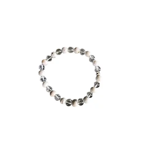 Une idée pour le jardin：Bracelet mix howlite et cristal de roche 8mm