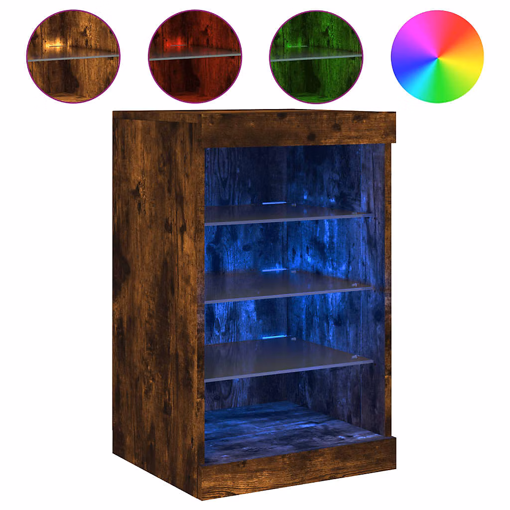 Buffet avec lumières LED chêne fumé 41 × 37 × 67 cm vidaXL