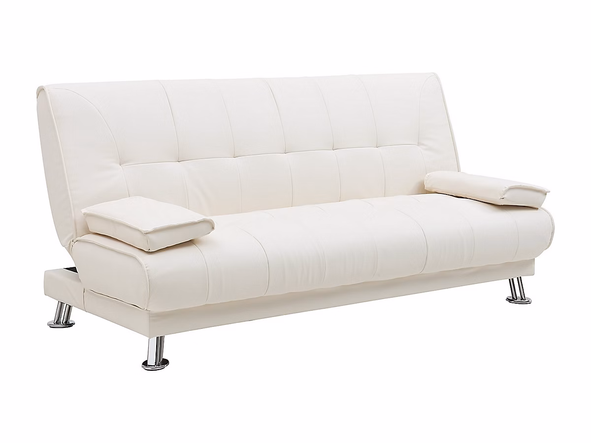 Canapé convertible clic – clac en simili blanc MAXIME II