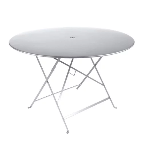 Bien pensé jardin：Table ronde pliante Bistro Fermob en acier coloris blanc coton Ø 117 cm