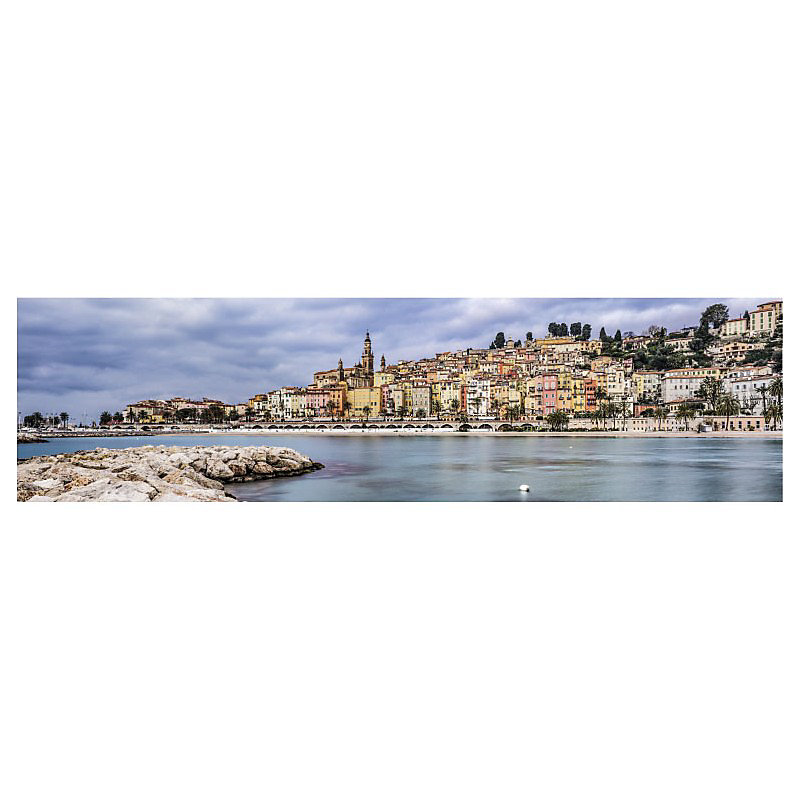 Brise vue imprimé MENTON – H.0.8 x L.3 m | 100% occultant | Made in France par Scenolia + kit de fixation offert