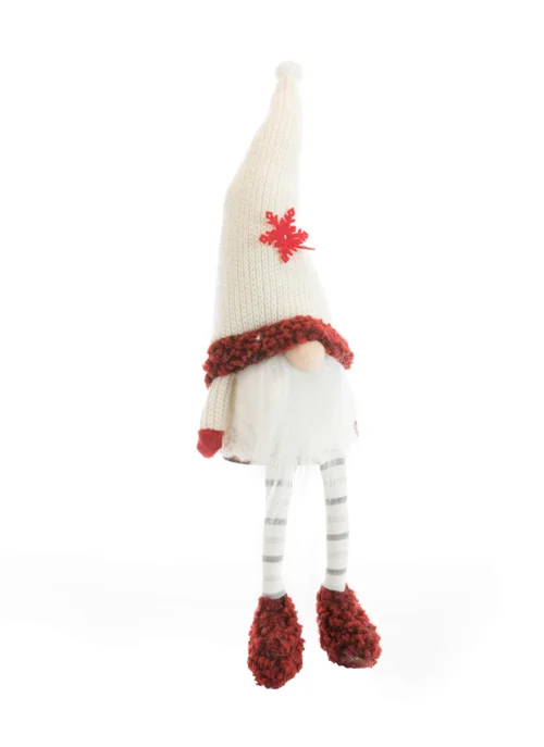 L’allié du jardin:Gnome debout lumineux en tissu avec bonnet à petit flocon - 12 x 10 x 50 cm