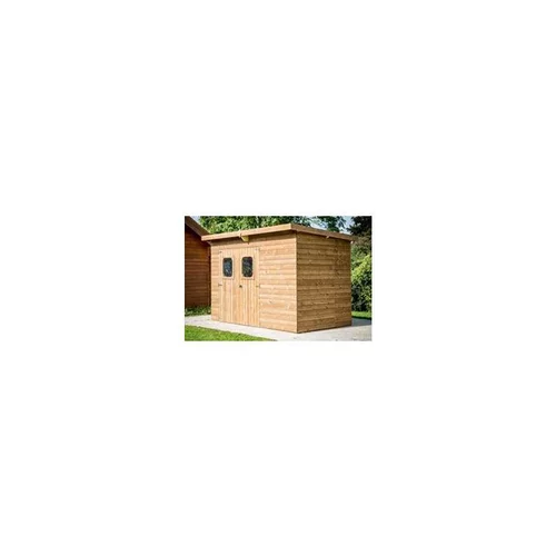 Tendance au jardin：Abri en panneaux de bois d'épicéa thermo-chauffé 19 mm livré Foresta Bois Habrita - 6,78 m²