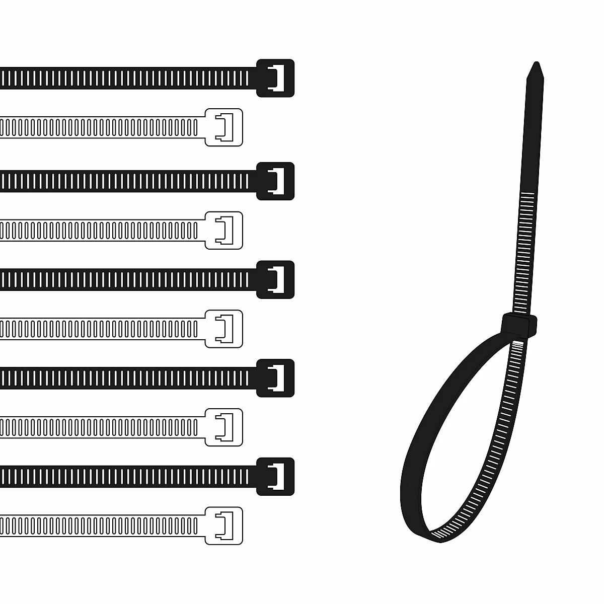 Attaches flexibles en nylon blanc/noir – 654607