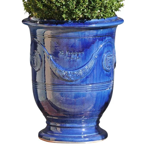 Le choix pour le jardin:Vase Anduze mini bleu en terre cuite émaillée H 22 x Ø 17 cm