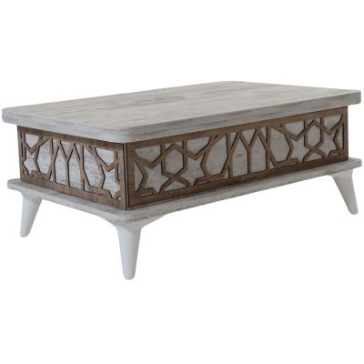 Table basse avec plateau modulable Ada (Blanc vieilli)