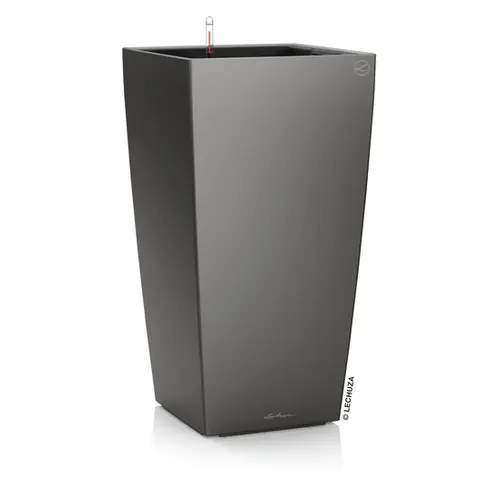 Jardin sélection:Pot à réserve d’eau coloris anthracite métallisé Lechuza Cubico Premium 40 kit complet - Ø 40 x H 75 cm
