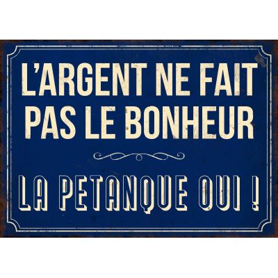 Plaque en métal humour 21 x 15 cm (Bonheur pétanque)