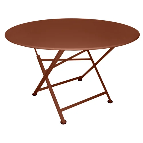 Jardin à vivre:Table pliante Cargo coloris rouge en acier Fermob - Ø 117 cm