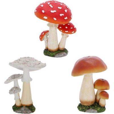 Champignons en résine (Lot de 3) (21 cm)