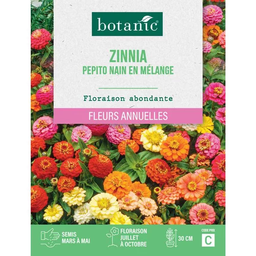 À découvrir pour le jardin：Graines de fleurs de Zinnia pepito nain en mélange botanic®