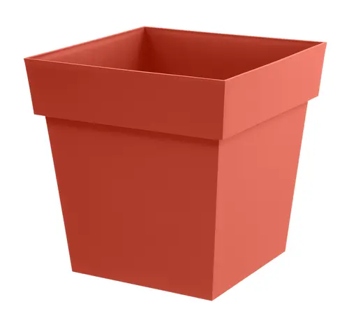 Pour mieux organiser votre jardin:Pot carré en plastique coloris terre battue EDA Toscane - 39 x 39 x 39 cm