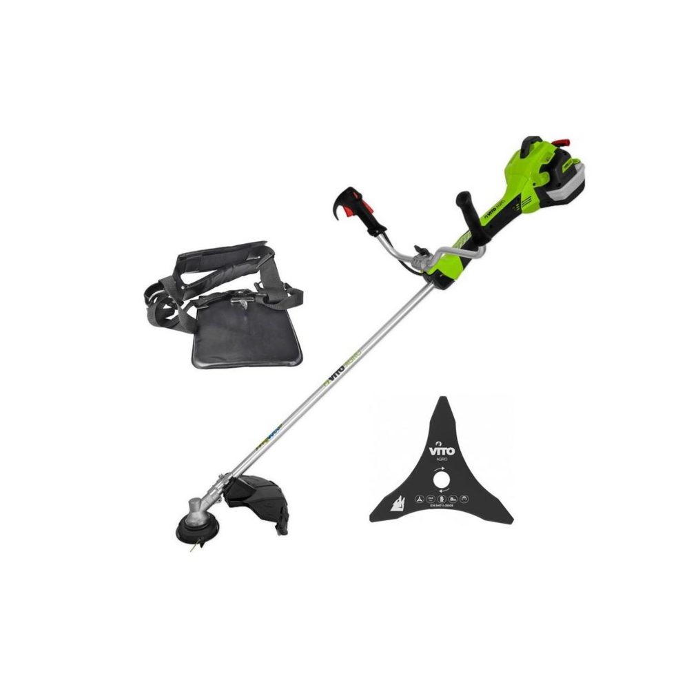 VITO Garden Debroussailleuse thermique 47cm3 moteur 2t 2.7cv + bobine avec fil + lame 3 dents + harnais vito