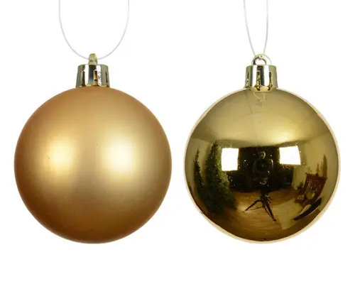 Pour un jardin à votre image:Ensemble de 6 boules en plastique recyclé or brillant et mat - Ø 8 cm