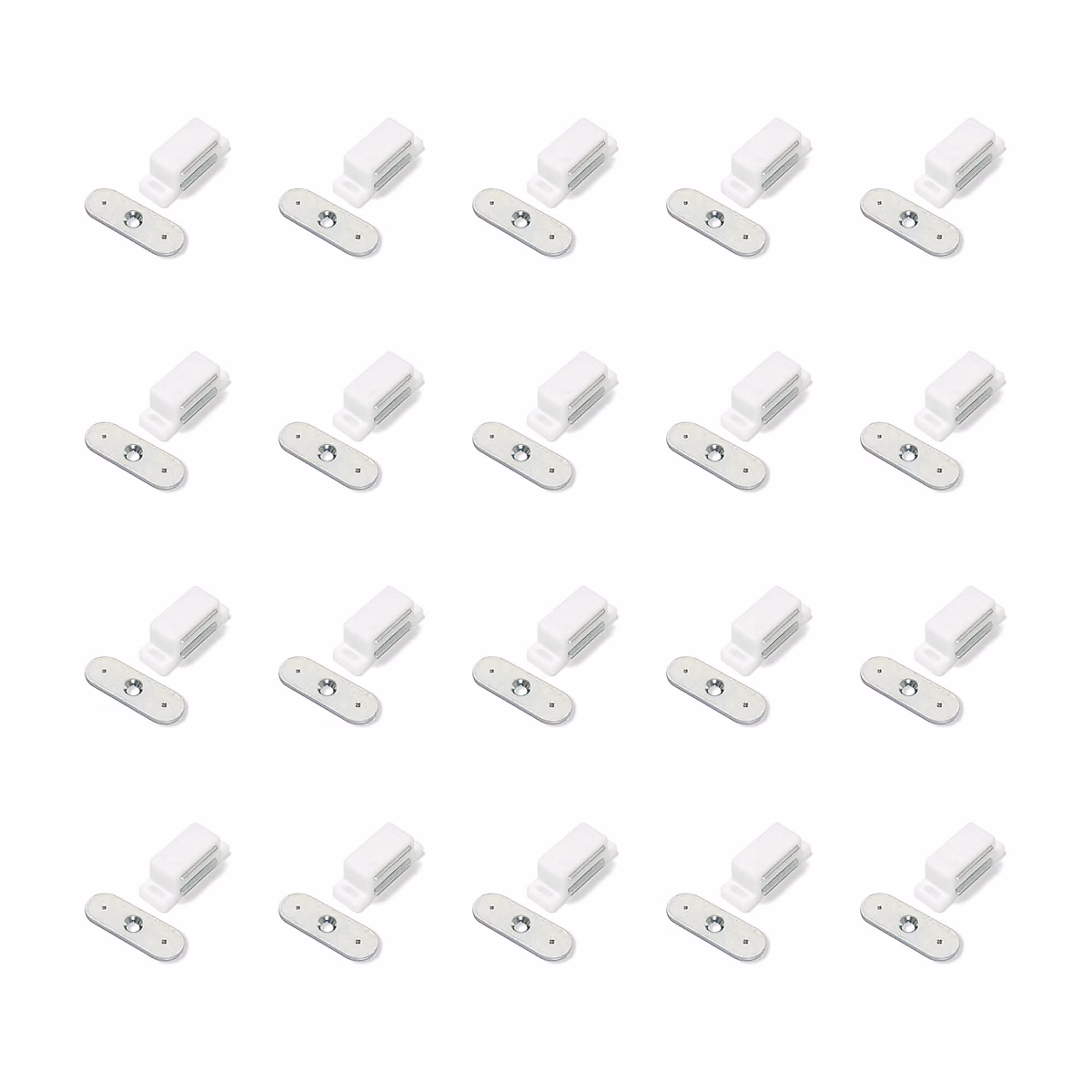 Emuca ferme | portes magnétiques – Acier et plastique – Blanc – lot de 20