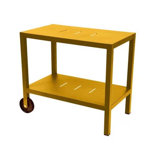 Confort dehors：Desserte coloris jaune en acier et aluminium Quiberon Fermob- 90 x 50 x 75 cm