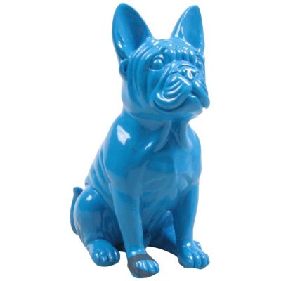 Bouledogue français en résine 20 cm (Bleu)