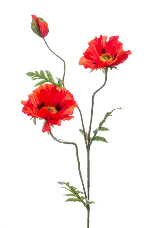 Pratique pour l’extérieur:Tige de coquelicot artificiel orange 3 fleurs - 20 x 15 x 90 cm