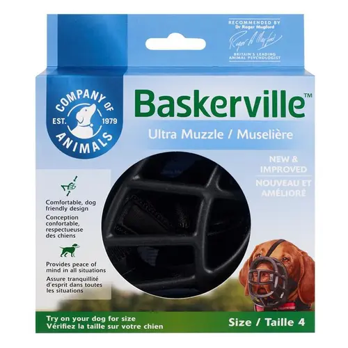 Utile pour l’extérieur：Muselière pour chien noire caoutchouc thermoplastique Baskerville Ultra – Taille 4