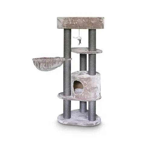 Qualité pour le jardin：Arbre à chat avec panier et griffoir coloris cappuccino Charlotte Royal Petrebels - 134 cm