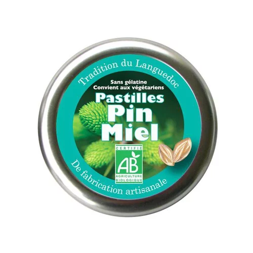 Sélection pour vos extérieurs:Pastilles au miel et au pin bio en boite de 45 g