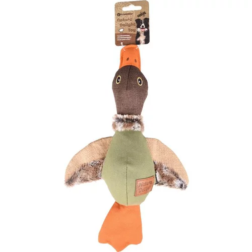 Jardin plaisir:Jouet pour chien kaki/orange/brun Flamingo Natura Delight Canard - 35 cm