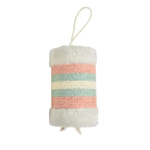 Pour profiter pleinement de l’extérieur:Griffoir roll avec plumes rose vert blanc Bobby