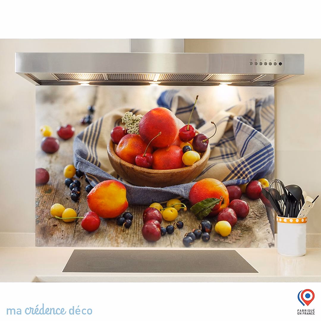 Crédence cuisine fond de hotte fruits rouges – Alu composite, L 90 cm x H 50 cm, MaCrédenceDéco
