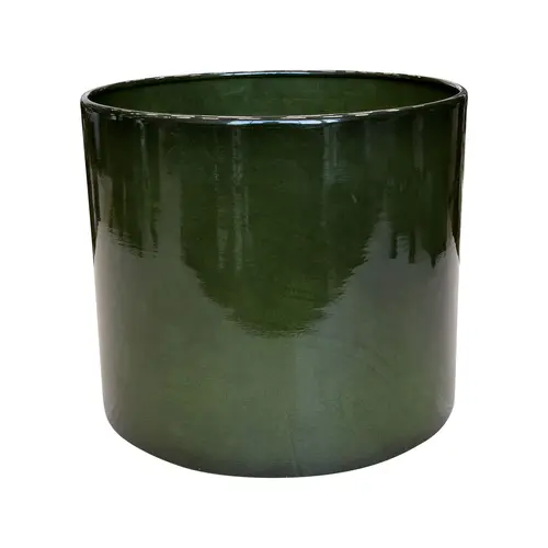 Bien au jardin:Pot cylindrique en métal recyclé coloris vert algue vif Upcycle Cylindre XXL - Ø 43 x H 37 cm