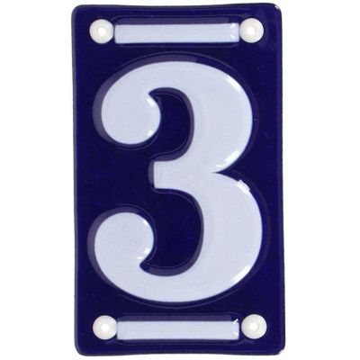 Numéro de maison en fer émaillé (Chiffre 3)