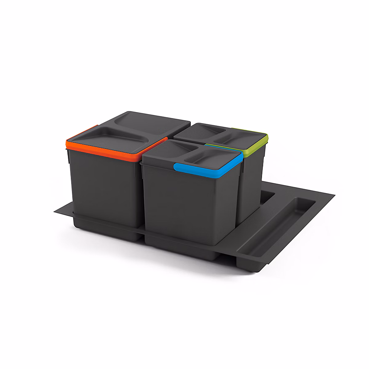 Emuca Kit poubelle de tri sélectif pour tiroir de cuisine avec socle Recycle hauteur 216mm – 1 × 12litres, 2 × 6litres, module 600mm