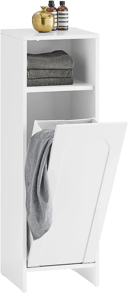 Armoire à Linge | Meuble Bas Salle de Bain avec Panier à Linge Amovible BZR161 – W SoBuy