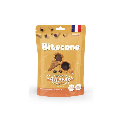 Jardin et loisirs:Biscuits mini cônes fourrés caramel beurre salé Bitecone - 100 g