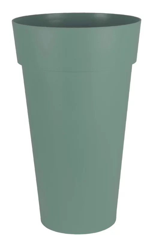 Loisirs au jardin:Pot rond haut en polypropylène vert laurier Eda Toscane 90 L - Ø 48 x H 80 cm