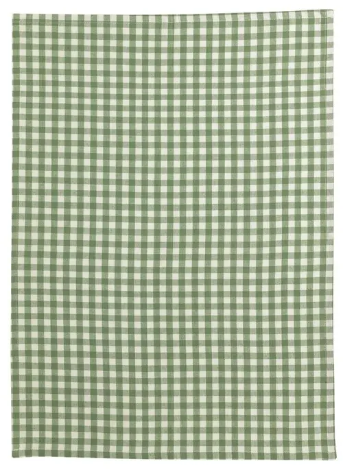 Pour un jardin plus agréable:Torchon vert cactus en coton recyclé Vichy - 50 x 70 cm