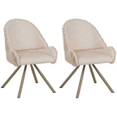 Fauteuil en tissu côtelé Sedia (Lot de 2) (Crème)
