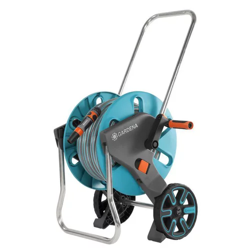 Le choix pour le jardin:Dévidoir équipé bleu sur roues avec tuyau de 25 m