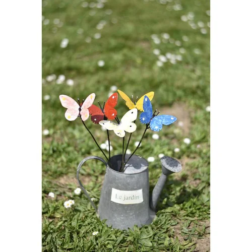 Qualité jardin：Papillon peint sur tuteur en métal recyclé Chouette & Co - 30 cm