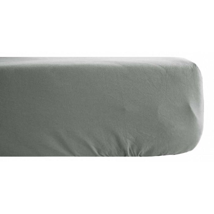 Drap housse Palace pur coton teint lavé 63 fils/cm² Vent du sud | Palace Acier – 90 × 190 cm bonnet de 30 cm