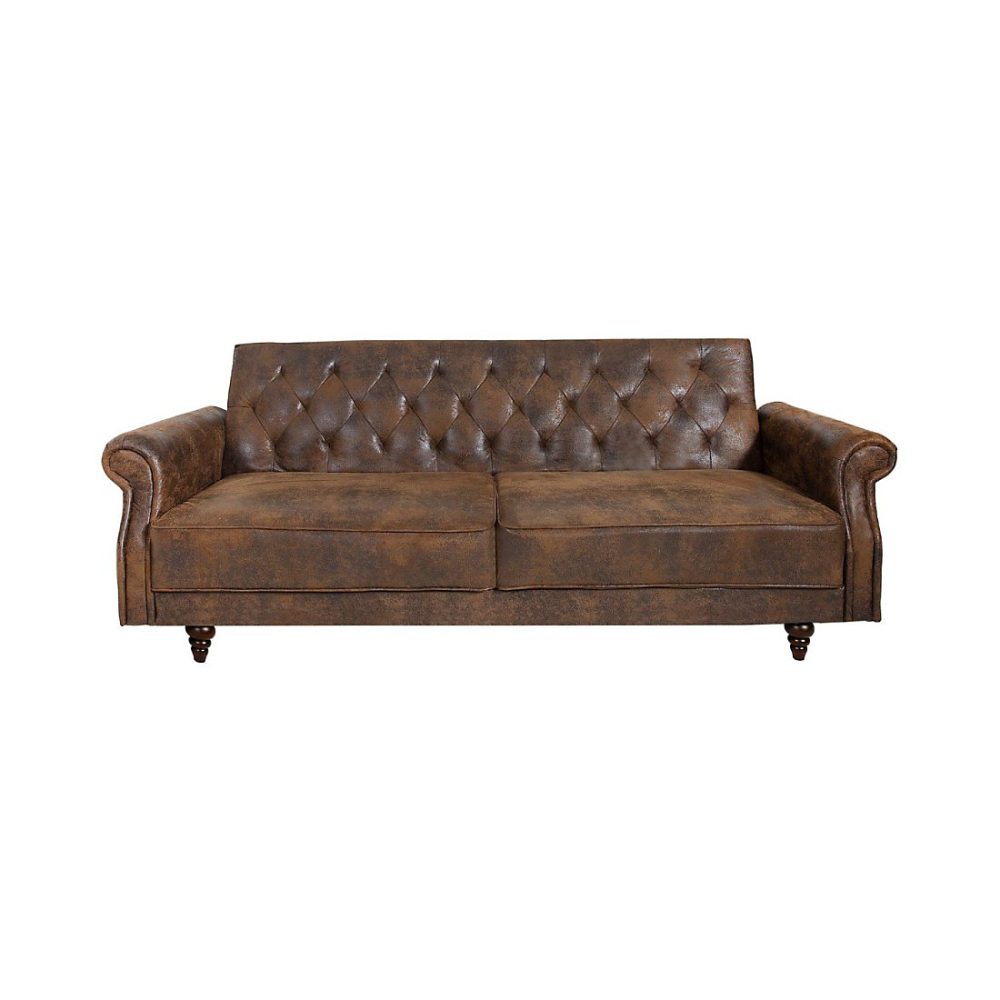 Canapé droit convertible MILES marron Canapé baroque en microfibre avec structure en bois massif | Canapé