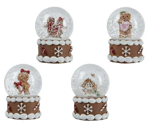 Adapté au jardin：Boule à neige transparente avec personnage pain d’épices en résine - Ø 4,5 x H 6 cm