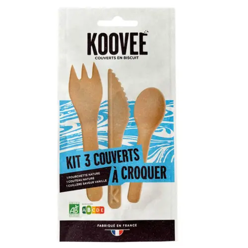 Pour profiter pleinement de l’extérieur:Kit de 3 couverts à croquer bio Koovee - les 3 pièces