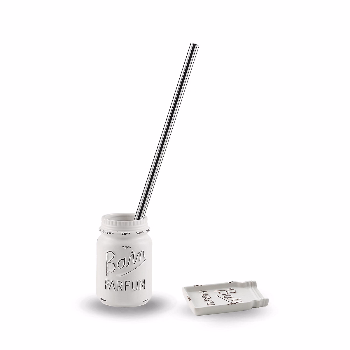 Ensemble D'accessoires Comprenant Un Porte – Savon Et Un Porte, Brosse En Céramique Blanche, Cindy