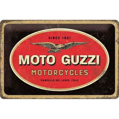 Plaque décorative en métal en relief 30 x 20 cm (Moto Guzzi - Logo)