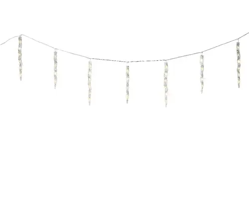 Pour profiter du jardin:Rideau lumineux stalactite flash 60 LED blanc chaud sur câble transparent - 360 x 39 cm