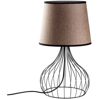 Lampe à poser en métal et tissu Telıs (Noir, Marron clair)